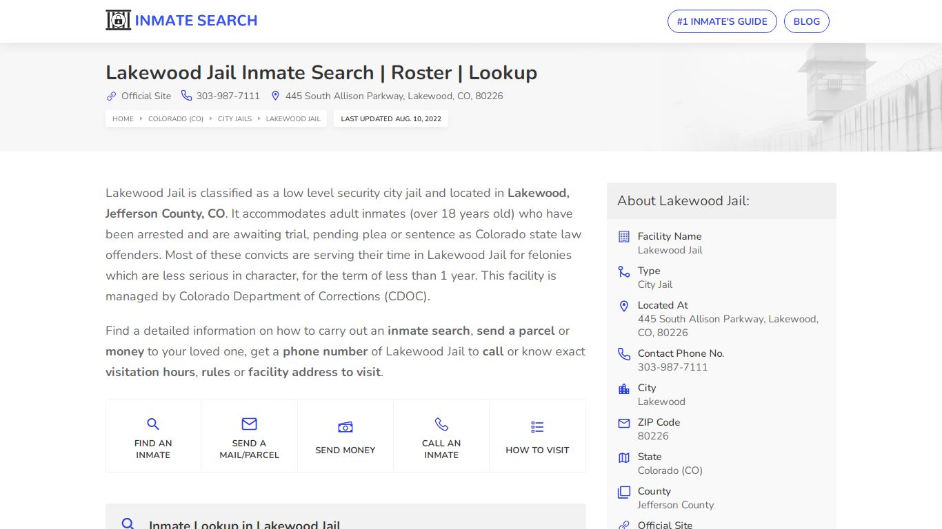 Lakewood Jail Inmate Search | Roster | Lookup